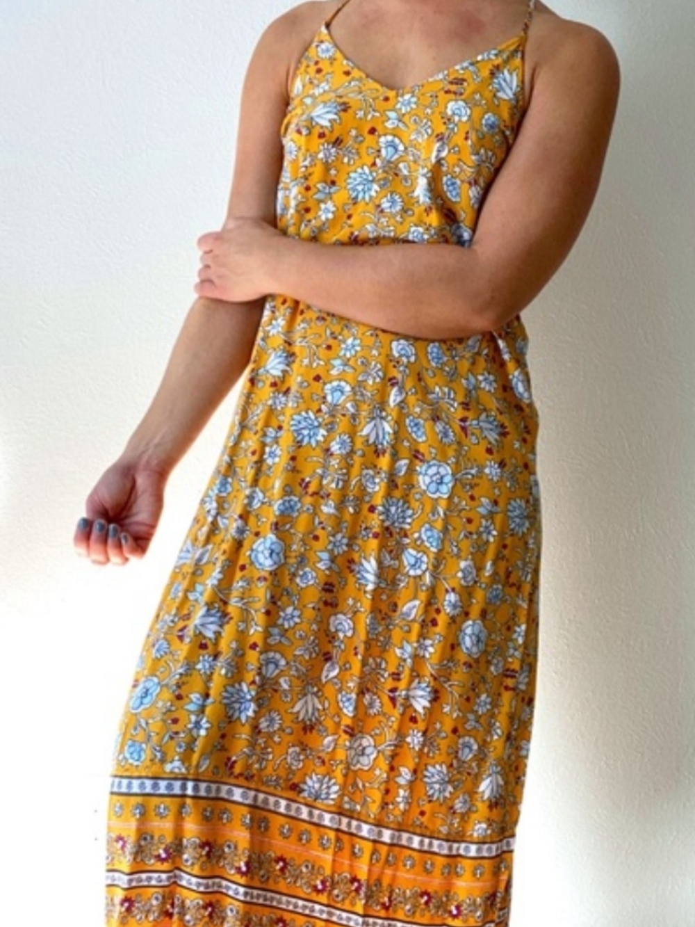 Old Navy Yellow Floral Maxi Dress -Sz XL